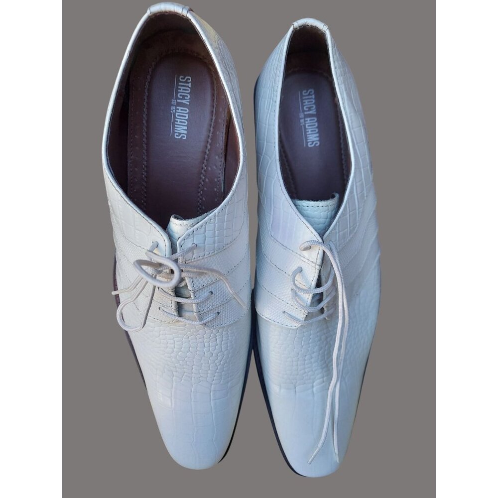 Stacy Adams Mens White Crocodile Dress Shoes Size 14 M V02 A